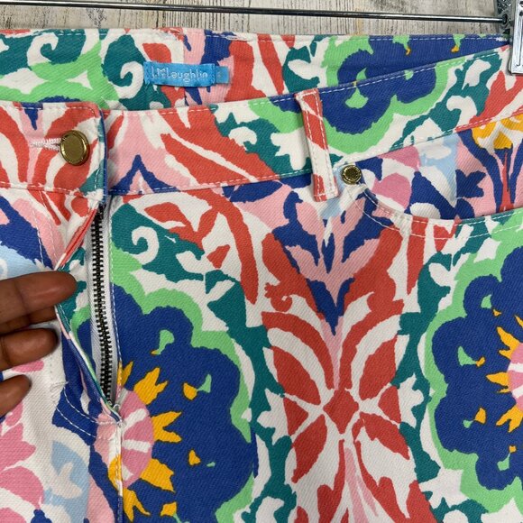 J. McLaughlin Pants Women 8 Zip Multicolor Floral Straight Pocket Jersey Stretch - Picture 7 of 15